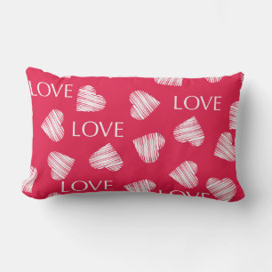 Cojín Lumbar Seamless LOVE Día de San Valentín rosa blanco rasc