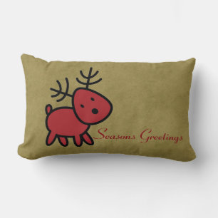 Cojín Lumbar Seasons Greetings Red Navidades Reindeer