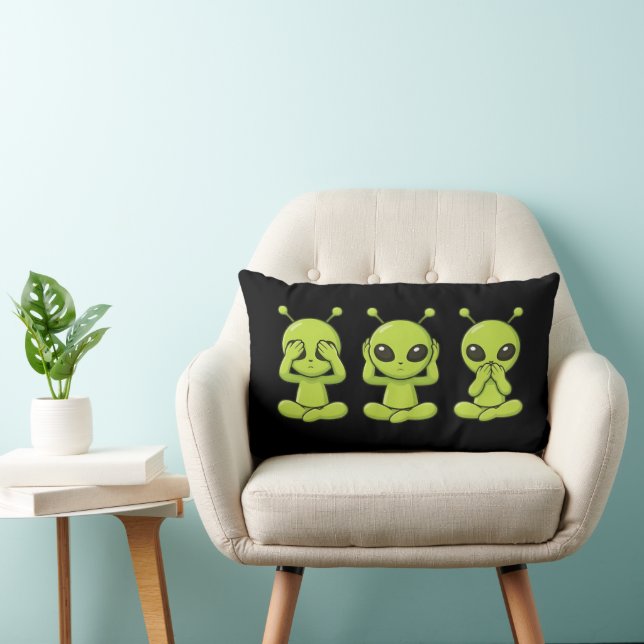Cojín Lumbar See, Hear, Speak No Evil Lumbar Throw Pillow (Silla)