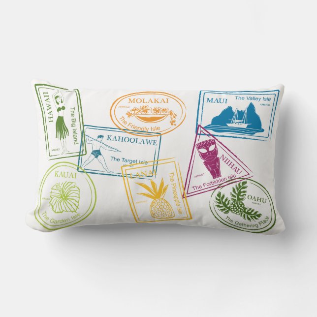 Cojín Lumbar Sello tropical hawaiano 13" del pasaporte x20" pi (Anverso)