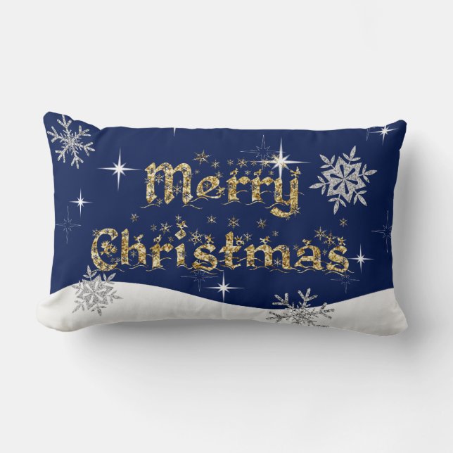 Cojín Lumbar Sencillo Purpurina elegante de Navidades espumosos (Anverso)