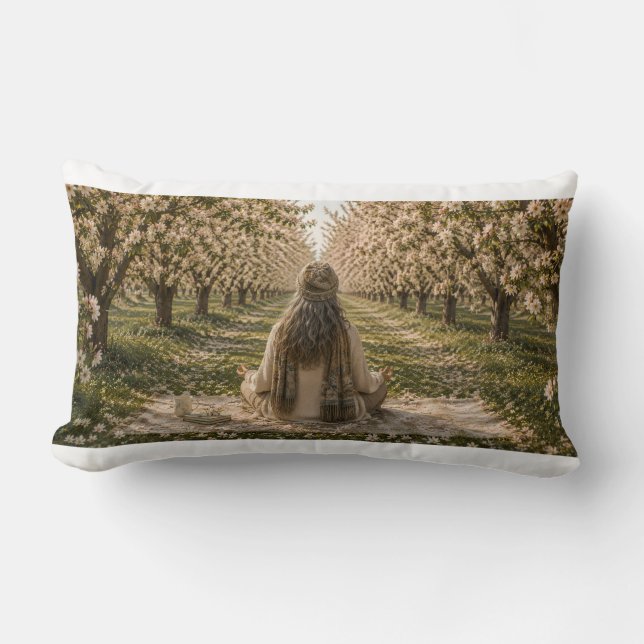 Cojín Lumbar Serene Orchard Pillow | Romantic Blossoming Trees  (Anverso)
