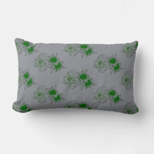 Cojín Lumbar “Serenidad Gris – Crisantemo Verde Minimal Pillo