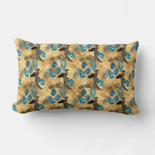 Cojín Lumbar Serie Leopardo Azul y Dorado Diseño 7