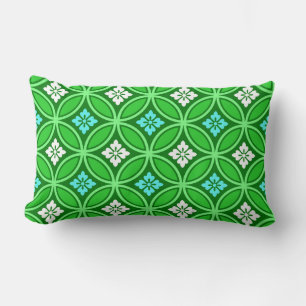Cojín Lumbar Shippo con flor Motif, sombras de Jade Green