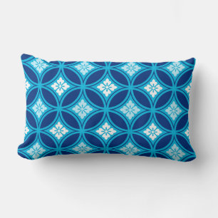Cojín Lumbar Shippo con motivos florales, azul índigo profundo