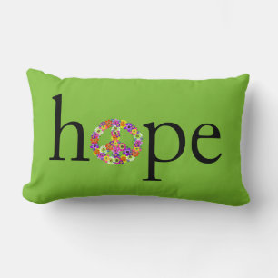 Cojín Lumbar Signo de esperanza y paz en floral sobre verde ani