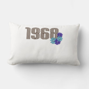 Cojín Lumbar Signo de paz de 1968 Flor hippie poder Aqua Purple