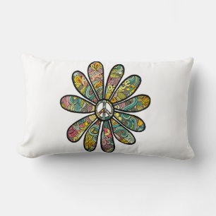 Cojín Lumbar Signo de paz de la paz del poder de las flores tri