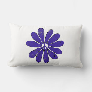 Cojín Lumbar Signo de paz HIppie Flor morado mal aspecto