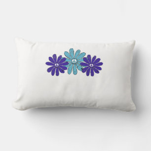 Cojín Lumbar Signo de paz hippie flor poder Aqua Purple