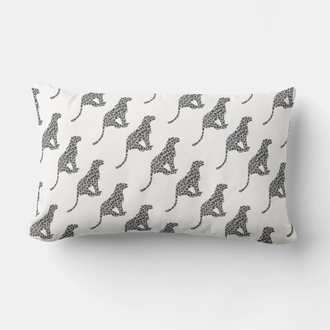 Cojín Lumbar Silhouette de Gris y Gris claro Leopardo (Anverso)