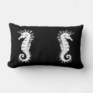Cojín Lumbar Silhouette de la Creatura del Mar - caballitos de 