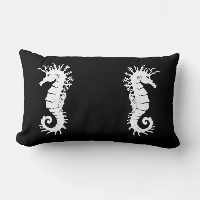 Cojín Lumbar Silhouette de la Creatura del Mar - caballitos de  (Anverso)