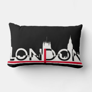 Cojín Lumbar Silhouette de Londres y bandera inglesa