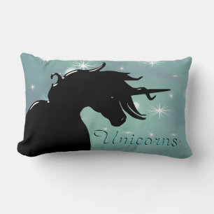 Cojín Lumbar Silhouette de Unicornio (verde oscuro con estrella