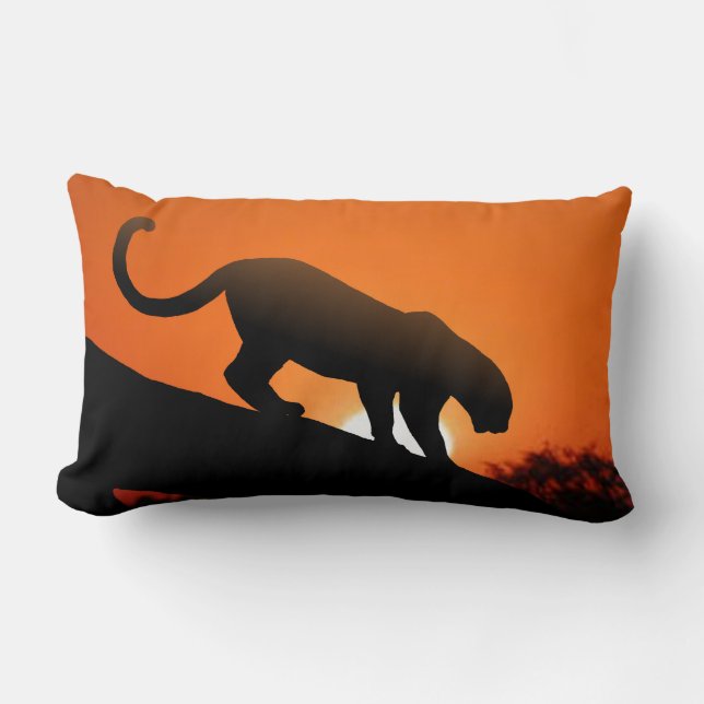 Cojín Lumbar Silhouette Leopard y tela de barro (Anverso)