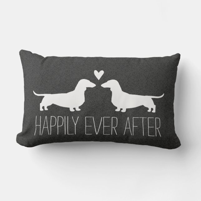 Cojín Lumbar Silhouettes de Dachshund con el amor del perro (Anverso)