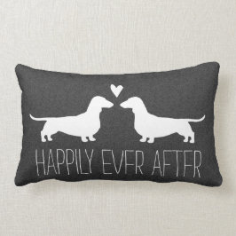 Cojín Lumbar Silhouettes de Dachshund con el amor del perro