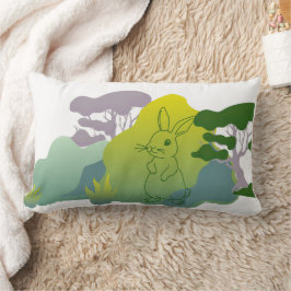 Cojín Lumbar Silueta de arbustos y conejos