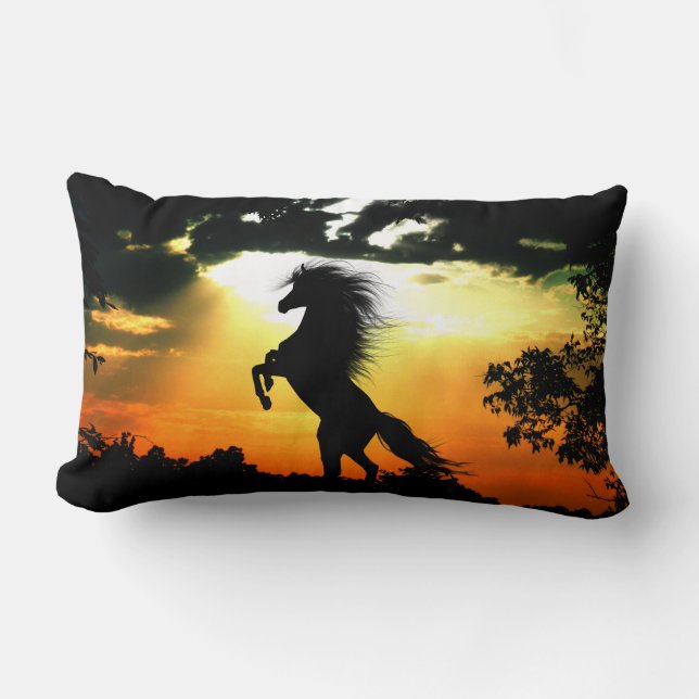 Cojín Lumbar Silueta de caballo de cría (Anverso)