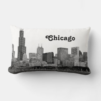 Cojín Lumbar Silueta de Chicago Grabada