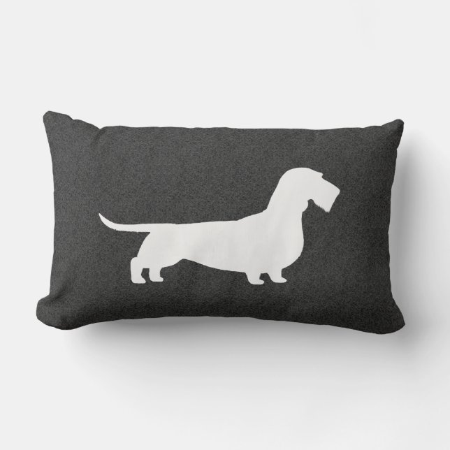Cojín Lumbar Silueta de Dachshund de Pelo Duro (Anverso)