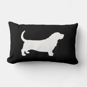 Cojín Lumbar Silueta de perro hebilla basset negro y blanco