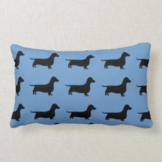 Cojín Lumbar Silueta del Dachshund en el azul de acero o