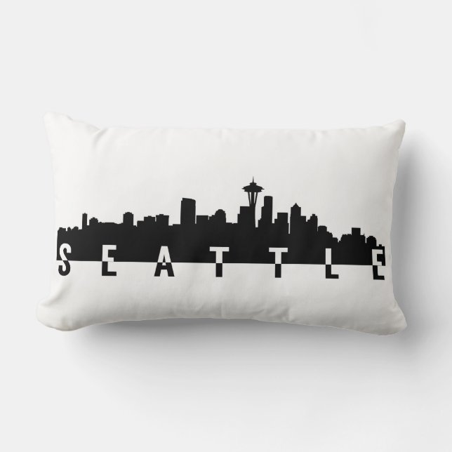 Cojín Lumbar silueta en forma negra de la ciudad de seattle (Anverso)