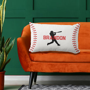Cojín Lumbar Silueta Simple De Un Jugador De Béisbol Con Acento