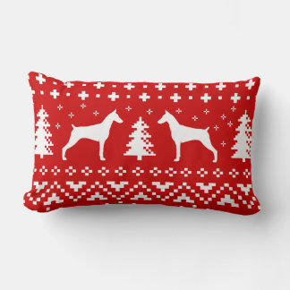 Cojín Lumbar Siluetas de Doberman Pinscher Navidad Vacaciones