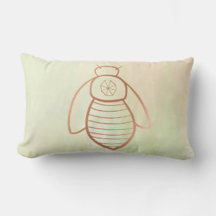 Cojín Lumbar Símbolo de abeja de oro rosa