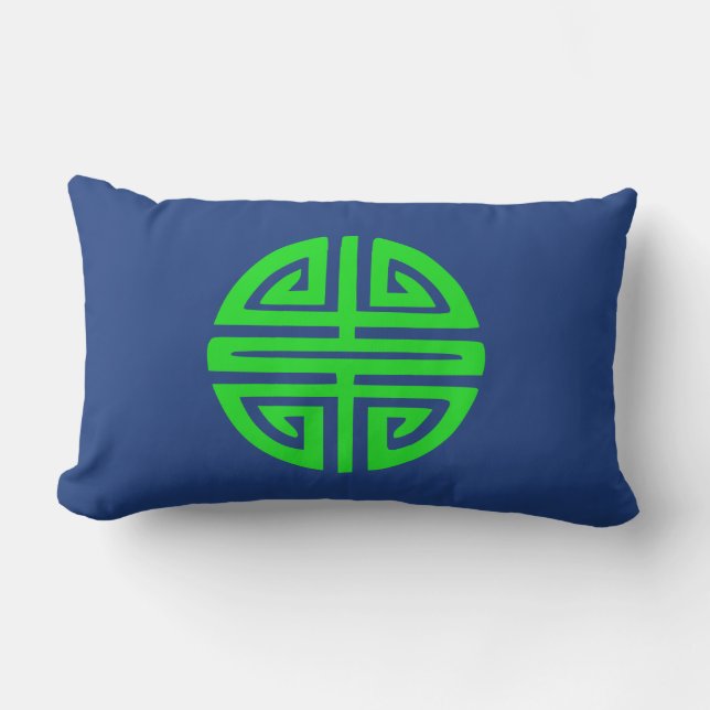 Cojín Lumbar Símbolo de prosperidad chino verde (Anverso)