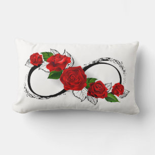 Cojín Lumbar Símbolo infinito con rosas rojas