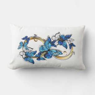 Cojín Lumbar Símbolo infinito de mariposas Morpho azules