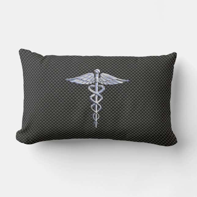 Cojín Lumbar Símbolo médico Caducto plateado estilo fibra de ca (Anverso)
