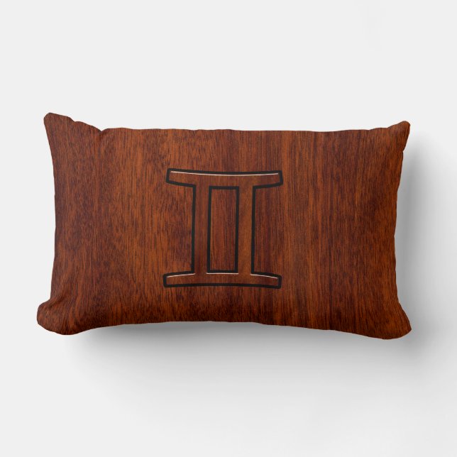 Cojín Lumbar Símbolo moderno gemini zodiaco en caoba como impri (Anverso)