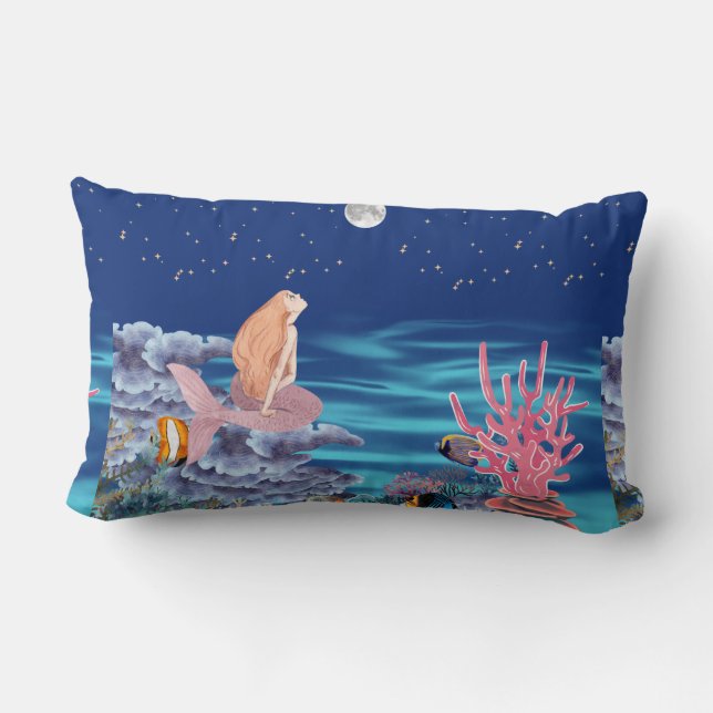 Cojín Lumbar sirena mirando la luna (Reverso )