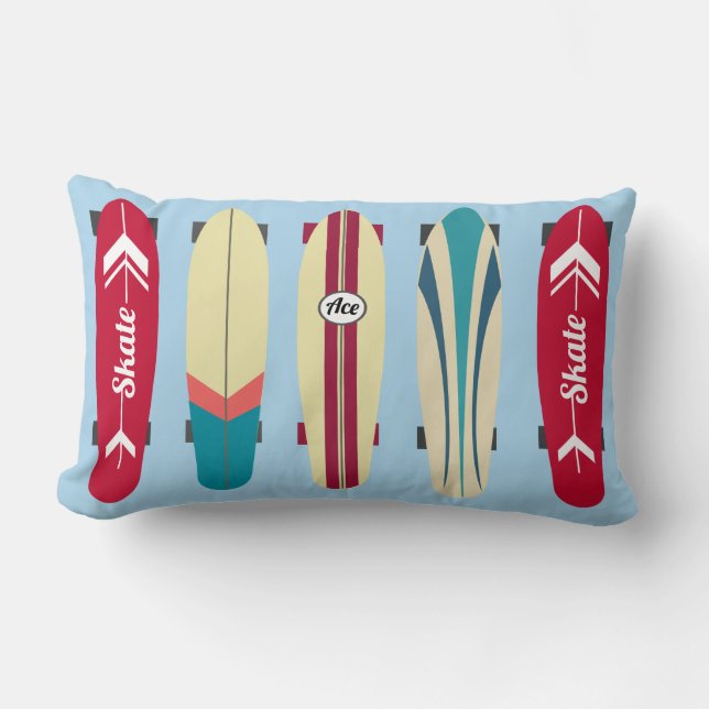 Cojín Lumbar Skateboard Vintage (Anverso)