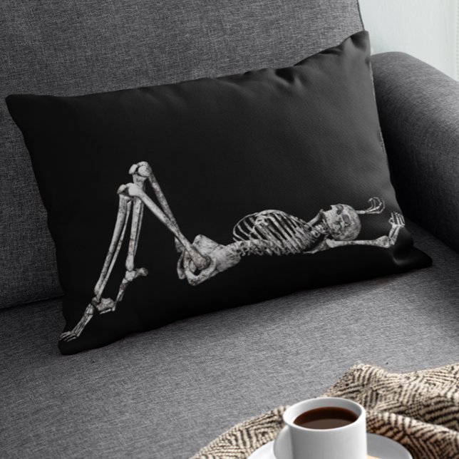 Cojín Lumbar Skeleton lanza Halloween negro (Subido por el creador)