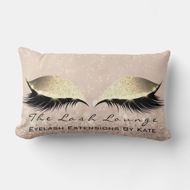 Cojín Lumbar Skinny Gold Purpurina Makeup Artista Lash Ojo Bell (Anverso)