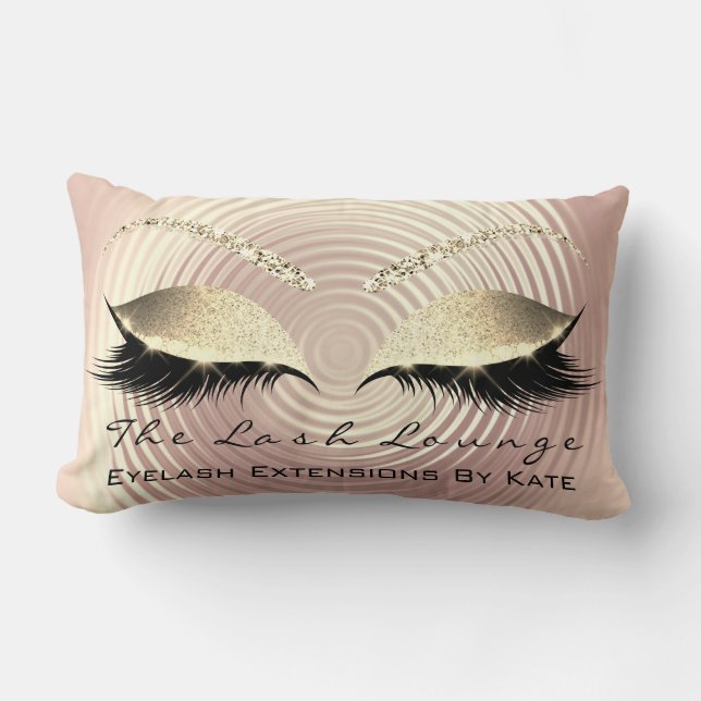 Cojín Lumbar Skinny Gold Purpurina Makeup Pink Oyes Lashes Stud (Anverso)