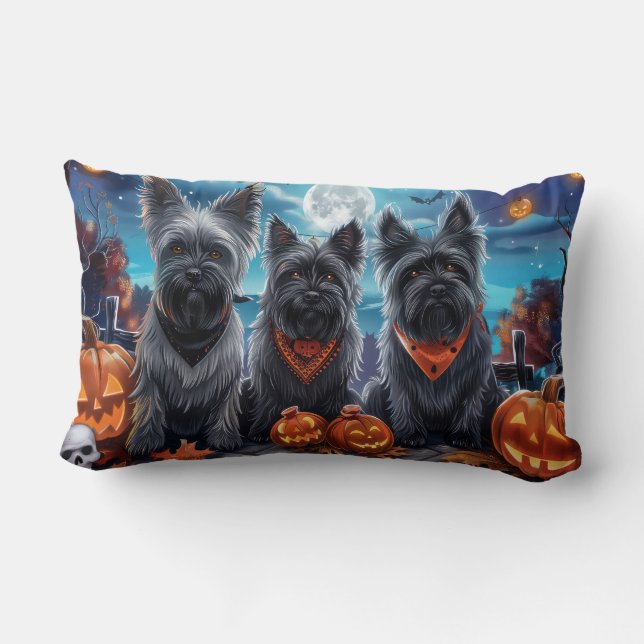 Cojín Lumbar Skye Terrier Halloween Espeluznante  (Reverso )