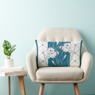 Cojín Lumbar Sleep Easy Iris Verde azulado Gris White