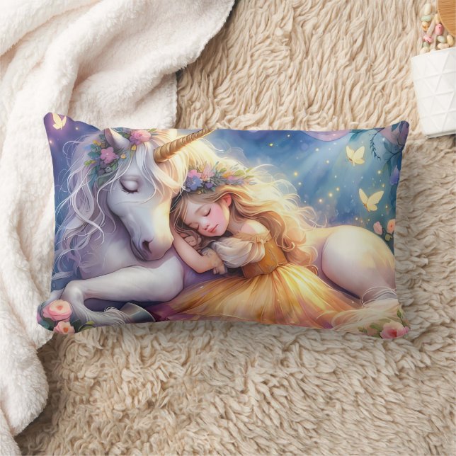 Cojín Lumbar Sleeping Girl Unicorn Dreamscape (Manta)