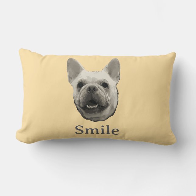 Cojín Lumbar Smile French Bulldog Beige (Anverso)