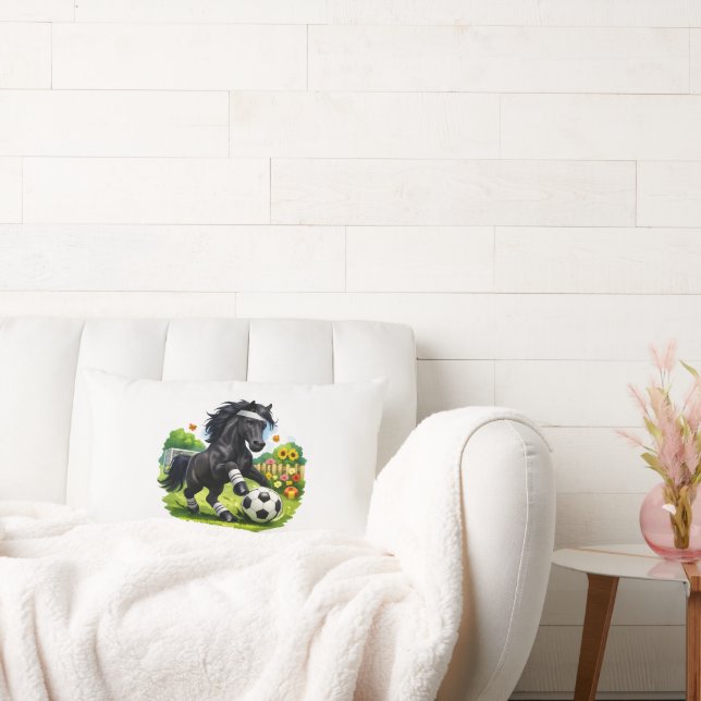 Cojín Lumbar Soccer Star Black Horse Cute Garden Sticker (Sofá)