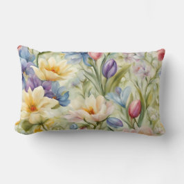 Cojín Lumbar Sofisticadas Flores De Primavera Pastel. Pintura