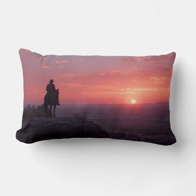 Cojín Lumbar Soft Pink Lavender Sunset Romantic Western Art (Anverso)